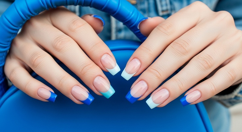 French Tip Nails, Blue French Tip Nails