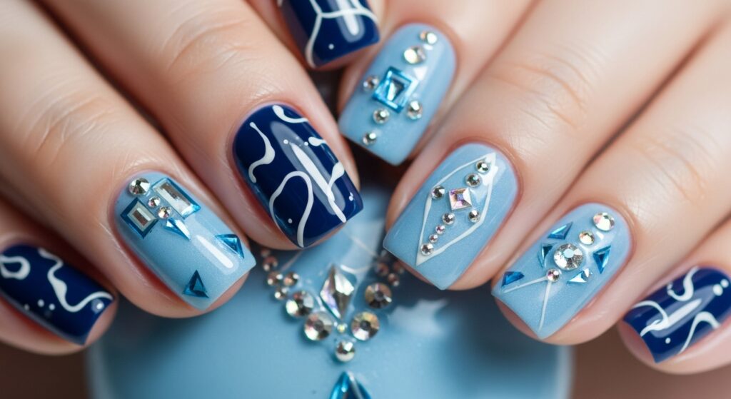 nail colors 2025, Blue Nail Designs