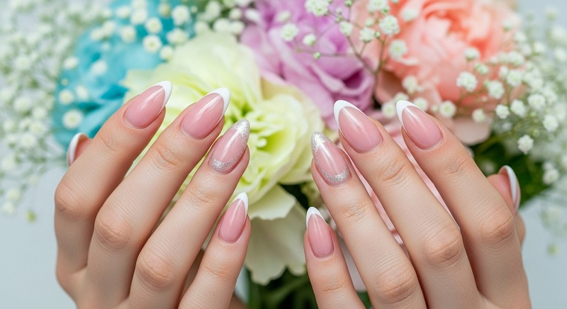 Bridal Manicure, Classic French Tips with a Twist