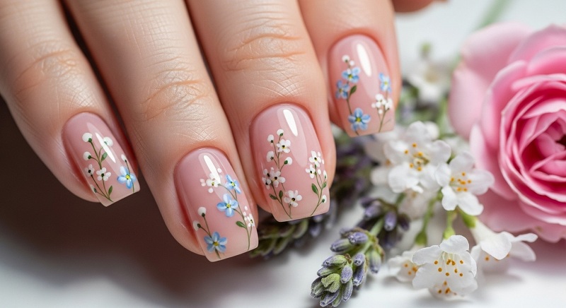 Bridal Manicure, Floral-Inspired Nail Art