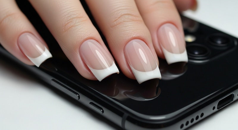 French Tip Nails,  Square French Tip Nails