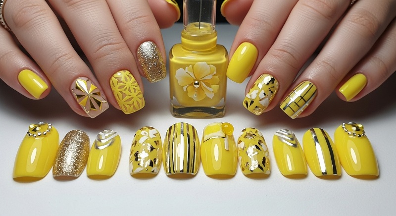 nail colors 2025, Yellow Nail Designs