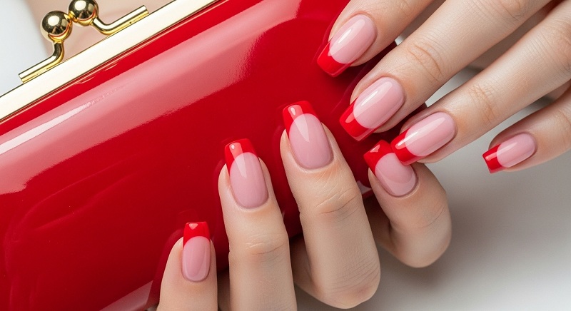 French Tip Nails, Red French Tip Nails