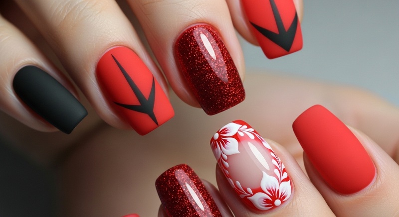 nail colors 2025, Red Nail Designs