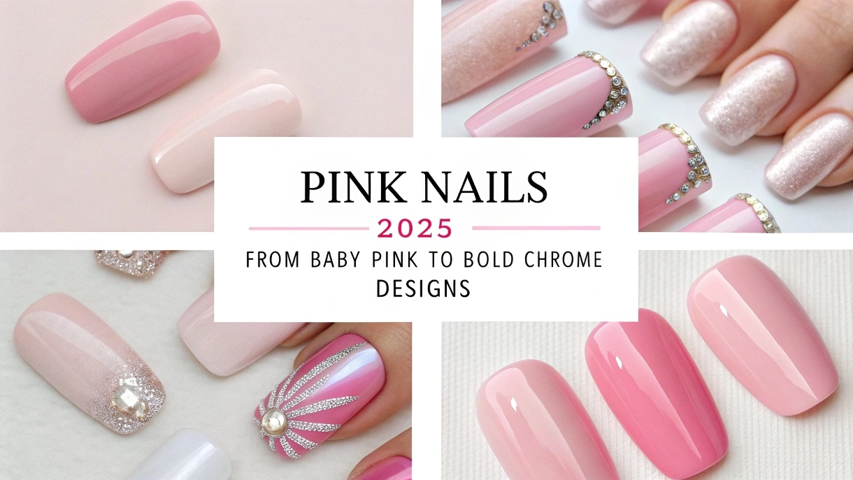 Pink Nails, Baby Pink , Bold Chrome Designs