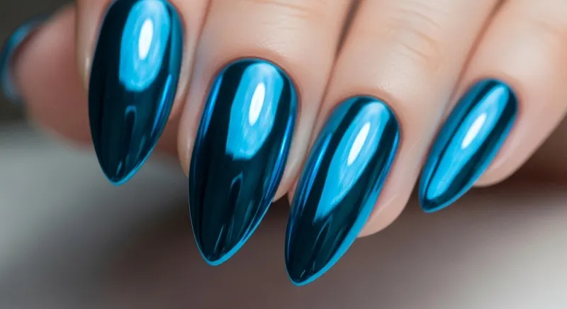 20 Best Chrome Nail Colors for a High-Shine Manicure Blue Chrome Nails