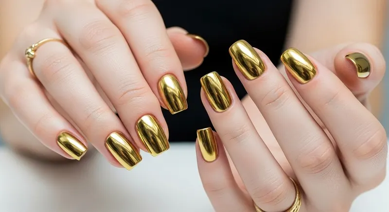 20 Best Chrome Nail Colors for a High-Shine Manicure Gold Chrome Nails