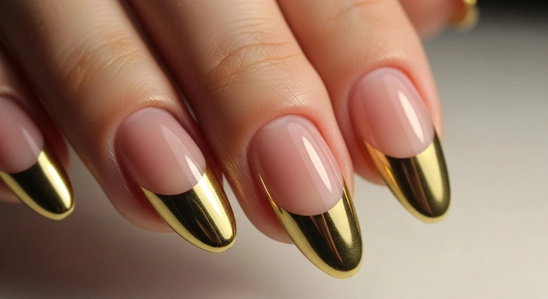 15 French Tip Nail Ideas in Bold & Elegant Colors Gold French Tip Nails