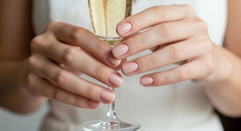 Bridal Nails 2025 – Elegant Wedding Nail Designs, Shapes & Tips Minimal nude bridal nails for weddings.