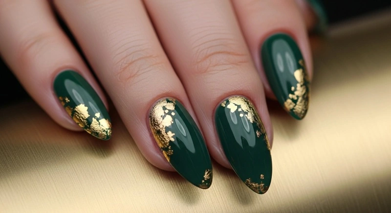 Metallic Gold Accents , October Nails
